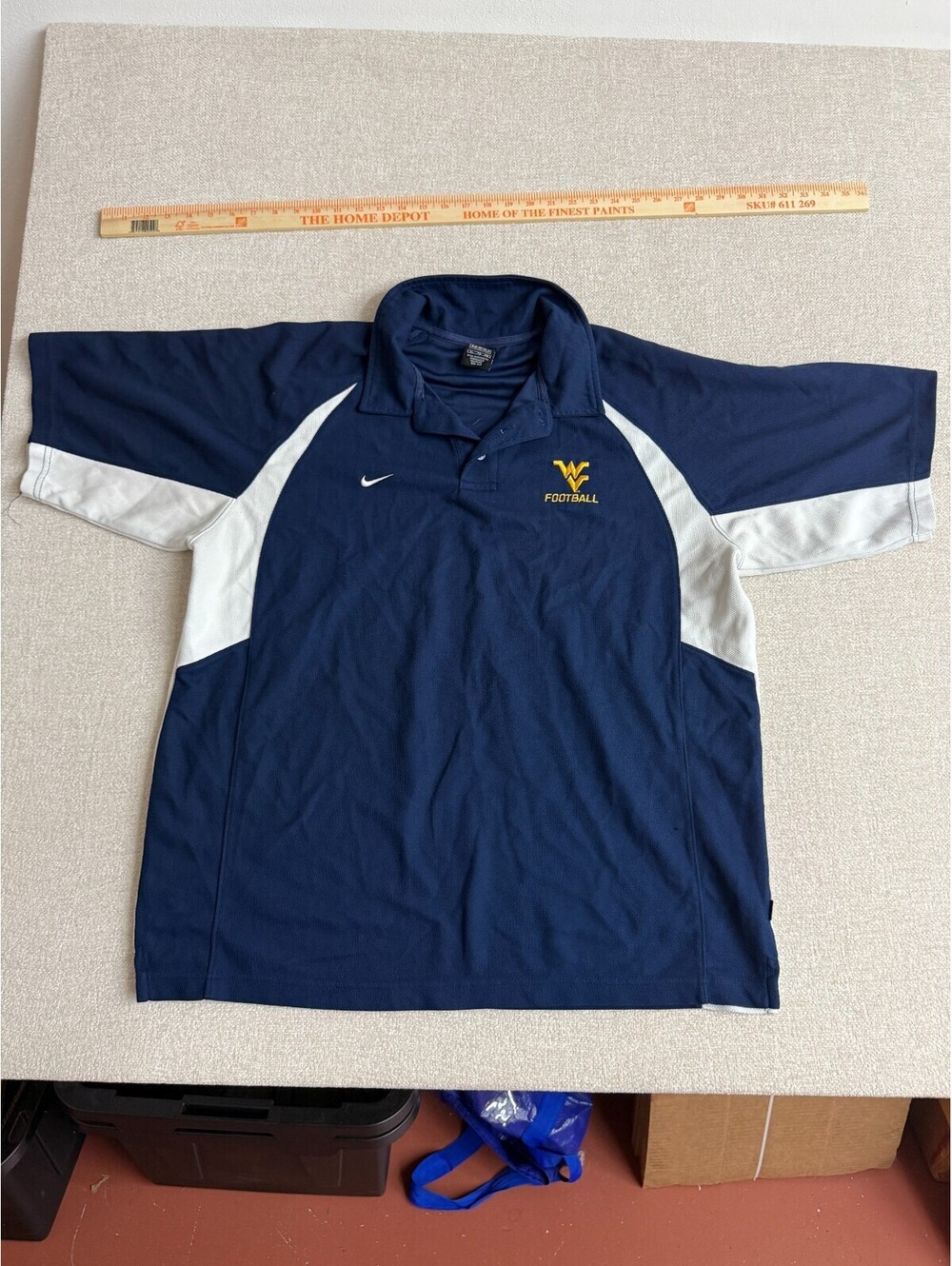 Nike Team West Virginia WVU Mountaineers Football Polo Shirt Mens XL Dri-FIT
